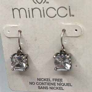 Minicci Silver Princess Cut Crystal Dangle Earrings Earrings $16ea / 3 for $25